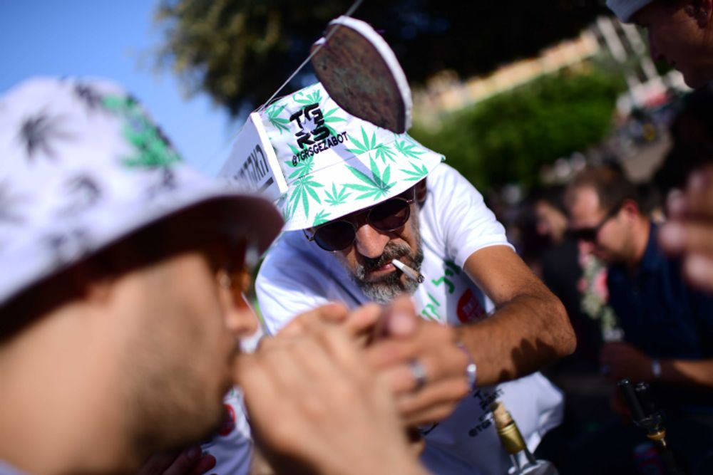 Israelis in a demonstration to legalize marijuana in Tel Aviv, Israel, on April 20, 2021.