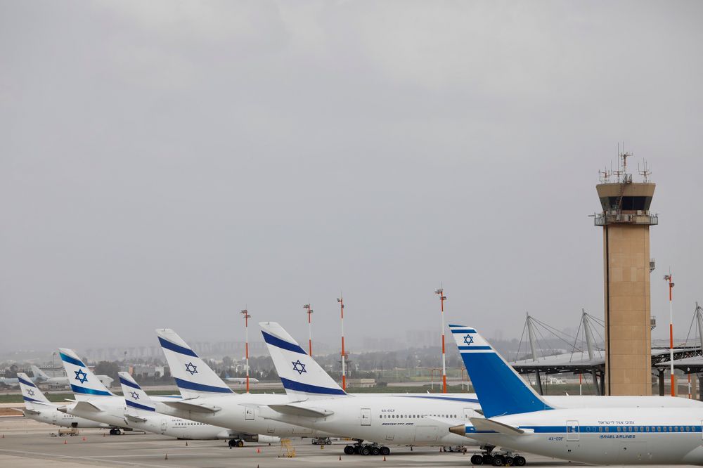 Des avions El Al à l'aéroport Ben Gourion près de Tel-Aviv, Israël, le 10 mars 2020.