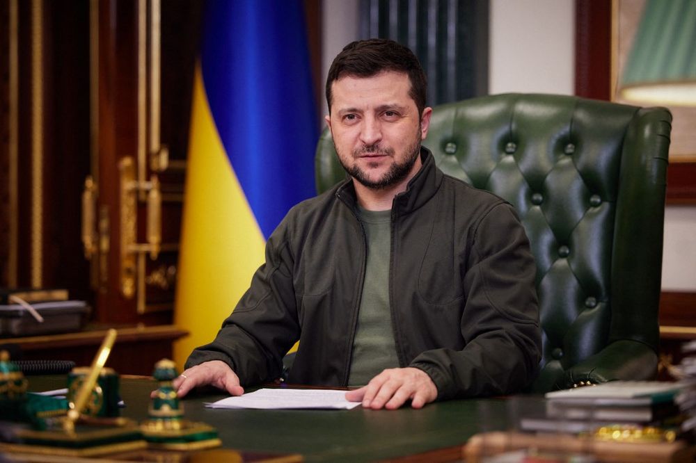 Le président ukrainien Volodymyr Zelensky prononce un discours vidéo à Kiev.