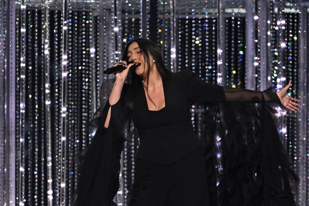 Singer Yuval Raphael, representing Israel with "New Day Will Rise", during the grand final of Eurovision in Basel, May 17, 2025.