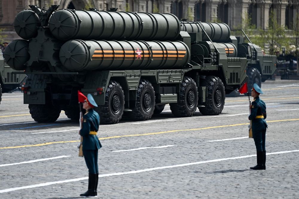 Russian S-400 air defense systems displayed in Moscow, Russia.