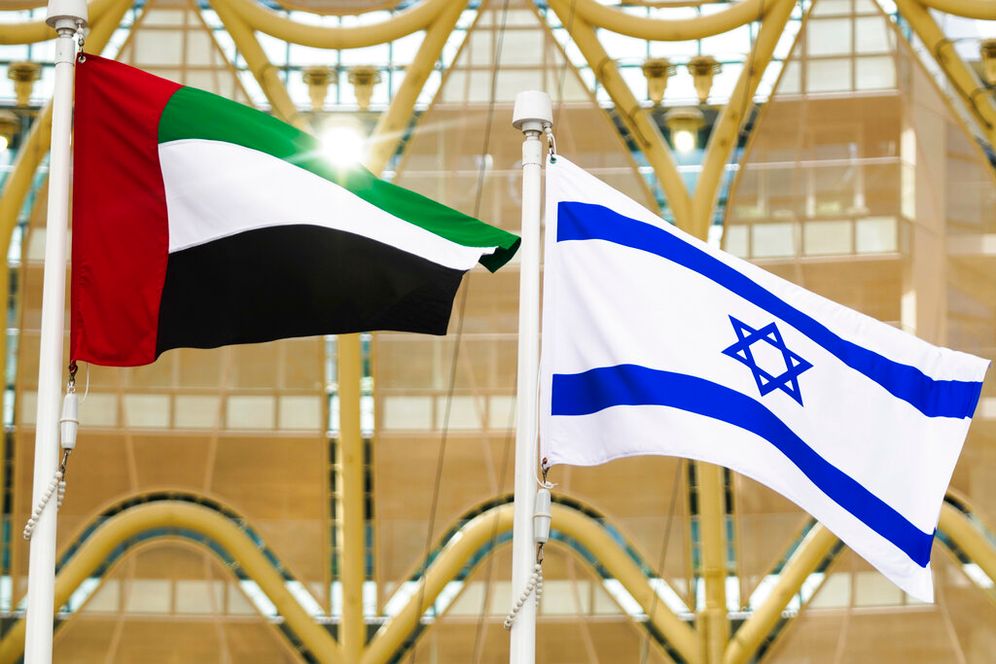AP Photo/Jon Gambrell The flags of the United Arab Emirates and Israel are flying in Dubai, United Arab Emirates.
