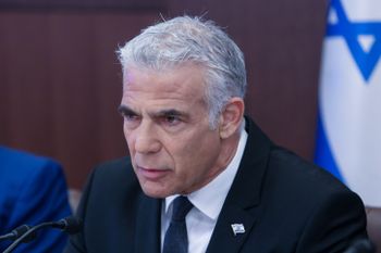 Prime Minister Yair Lapid leads a cabinet meeting at the Prime Minister's Office in Jerusalem on July 17, 2022.