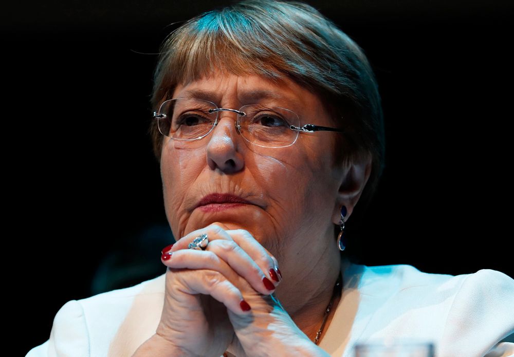 Michelle Bachelet, United Nations High Commissioner for Human Rights, attends a press conference at the Spanish Cultural Center, in Mexico City, on April 9, 2019.
