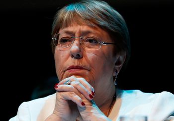 FILE - Michelle Bachelet, United Nations High Commissioner for Human Rights, attends a press conference at the Spanish Cultural Center, in Mexico City, on April 9, 2019.