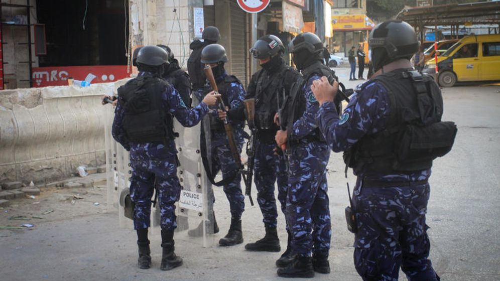 Nasser Ishtayeh/Flash90 Forces de sécurité de l’Autorité palestinienne à Jénine, Judée-Samarie