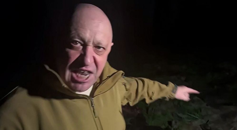 Wagner chief Yevgeny Prigozhin delivering a video message to the Kremlin.