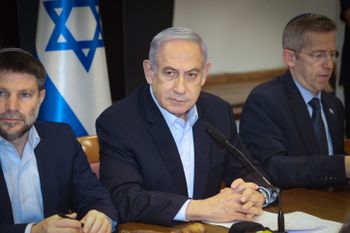Israeli Finance Minister (L) and Prime Minister Benjamin Netanyahu at a government meeting in Tel Aviv, Israel.
