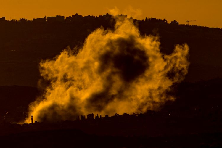 Smoke rises following an Israeli bombardment on southern Lebanon as seen from northern Israel