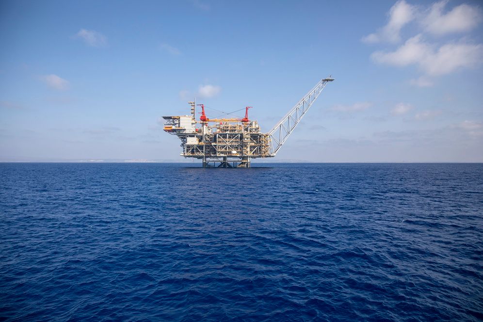 FILE - Israel's offshore Leviathan gas field in the Mediterranean Sea, as seen on September 29, 2020.
