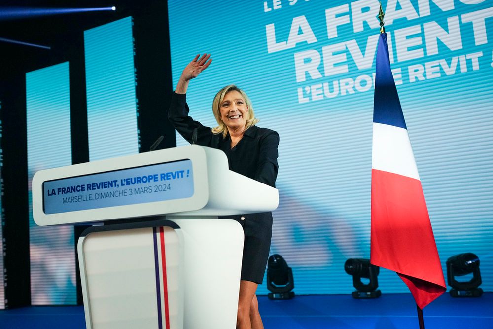 Marine Le Pen en meeting à Marseille en mars 2024