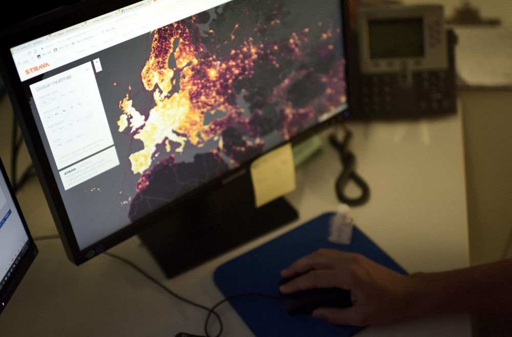 An office worker looks at a map available on the fitness application Strava in Washington DC, the United States, on January 29, 2018.
