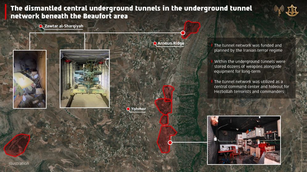 IDF Spokesperson Tsahal détruit un vaste réseau de tunnels du Hezbollah sous la crête du Beaufort, au Liban