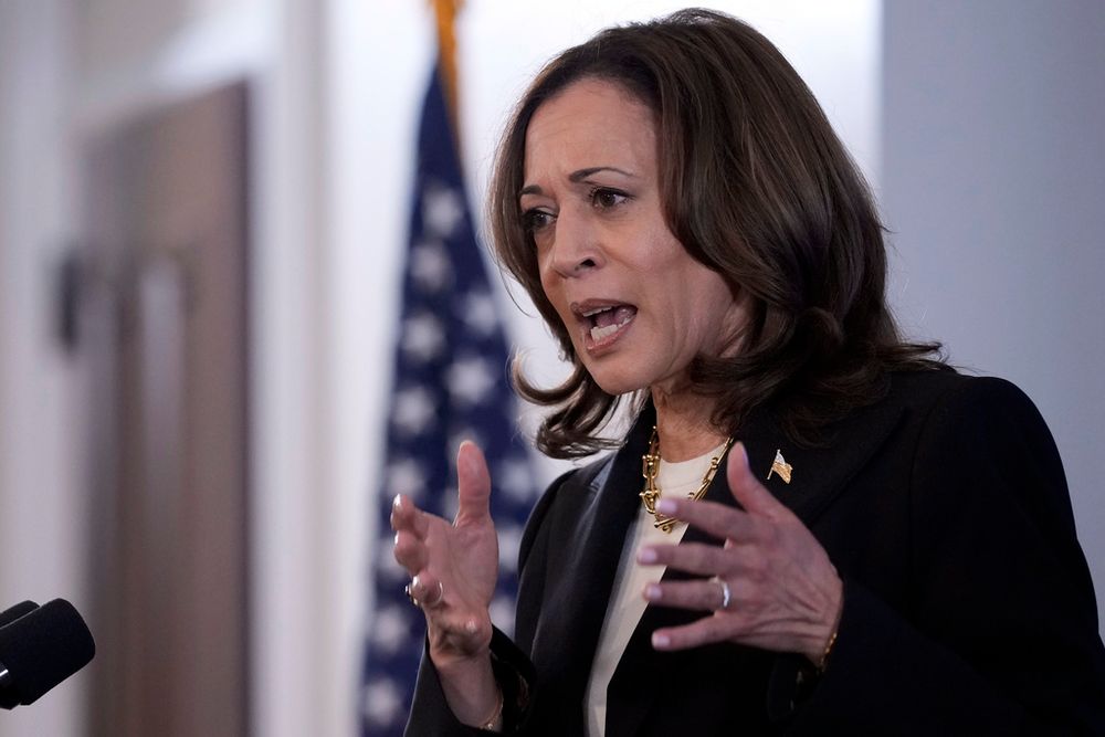 Vice President Kamala Harris speaks about conflict sexual violence before a screening of "Screams Before Silence," in the Eisenhower Executive Office Building on the White House complex in Washington, Monday, June 17, 2024.