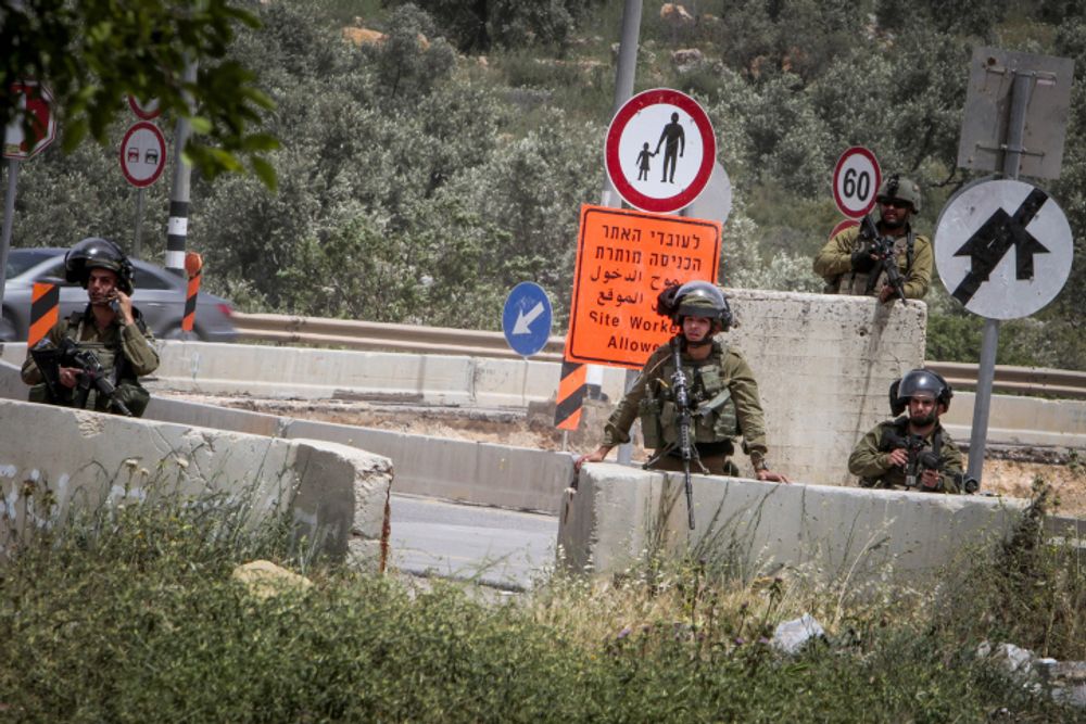 Israeli security forces block the entrance to Salfit, in the West Bank on April 30, 2022.