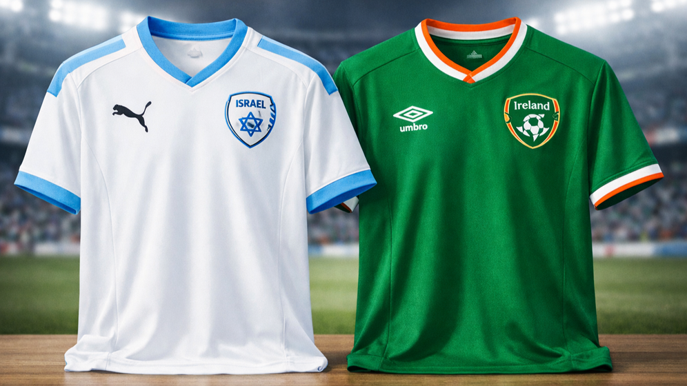 Illustration - Maillots des équipes nationales israélienne et irlandaise de football