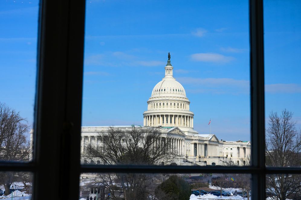 AP Photo/Mariam Zuhaib) The US Capitol is visible through the Cannon House Office Building, Tuesday, Feb. 3, 2026, in Washington