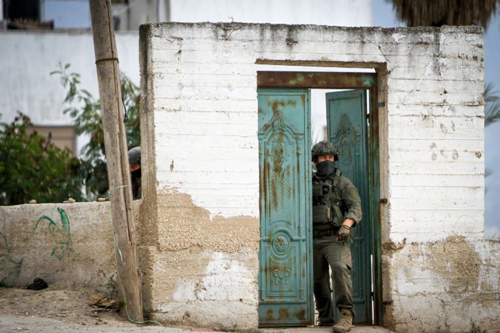 Israeli security forces during a raid in the West Bank village of Salem, near Nablus, on December 14, 2022.