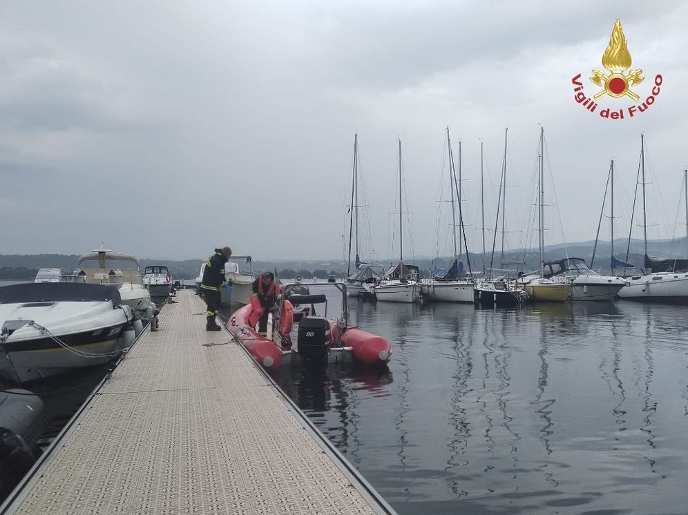 The recovery operation after a boat overturned on Italy's Lake Maggiore.
