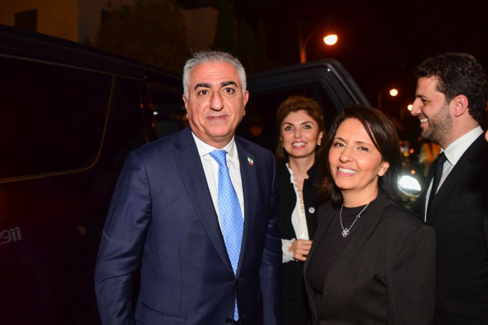 Avshalom Sassoni/Flash90 Israeli Intelligence Minister Gila Gamliel (R) with Iranian Crown Prince Reza Pahlavi attend an event in Ramat Gan, Israel.
