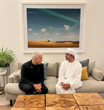 Israeli Opposition Leader Yair Lapid meets with Emirati Foreign Minister Abdullah bin Zayyed in Abu Dhabi