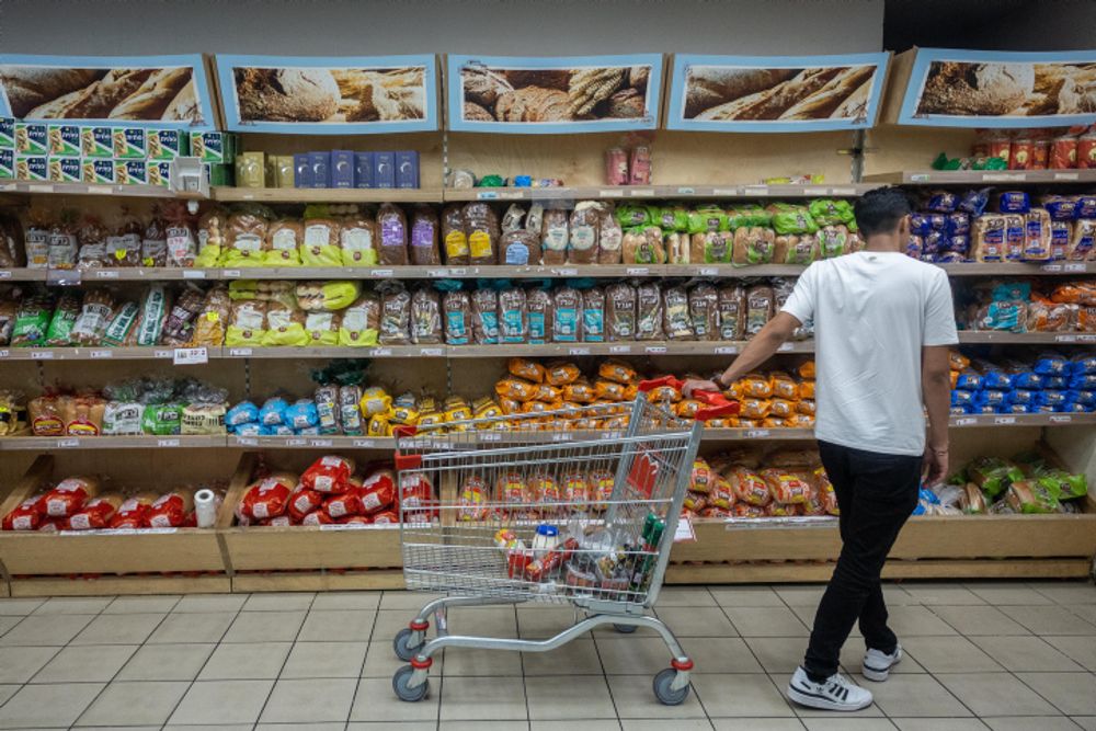 A shopper at a grocery store in Jerusalem.