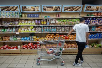 A shopper at a grocery store in Jerusalem.