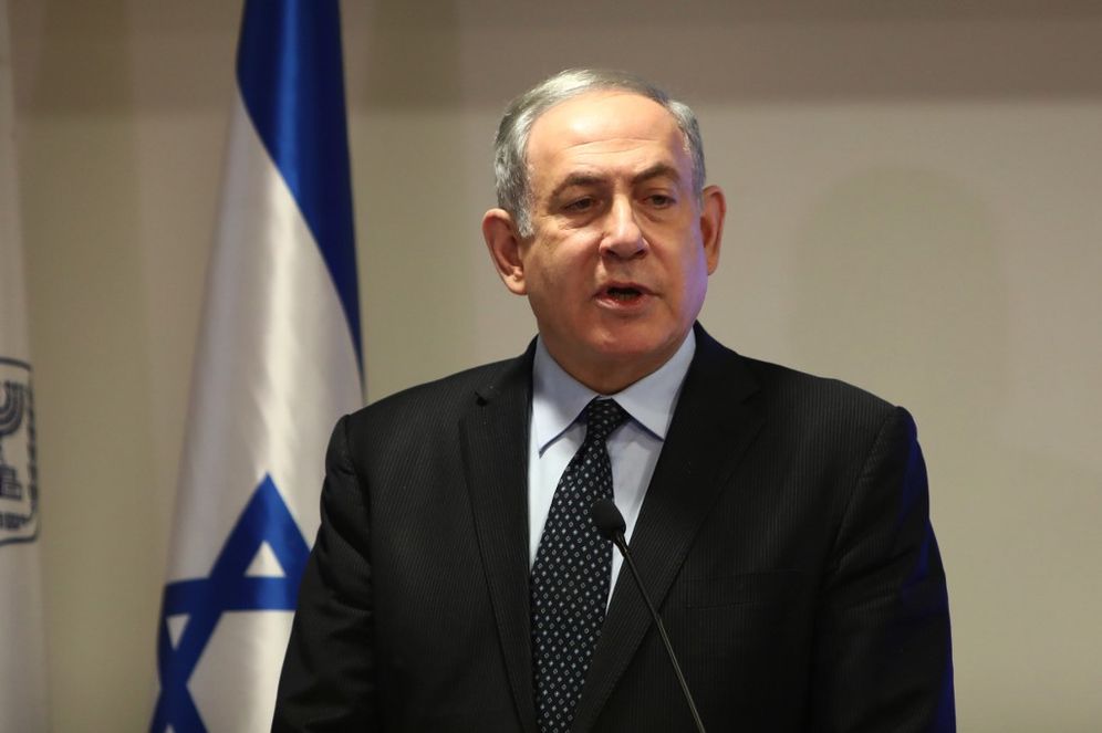 Prime Minister Benjamin Netanyahu speaks during a joint press conference with Israel's health minister regarding preparations and new regulations for the coronavirus, at the Health Ministry in Jerusalem on March 4, 2020.