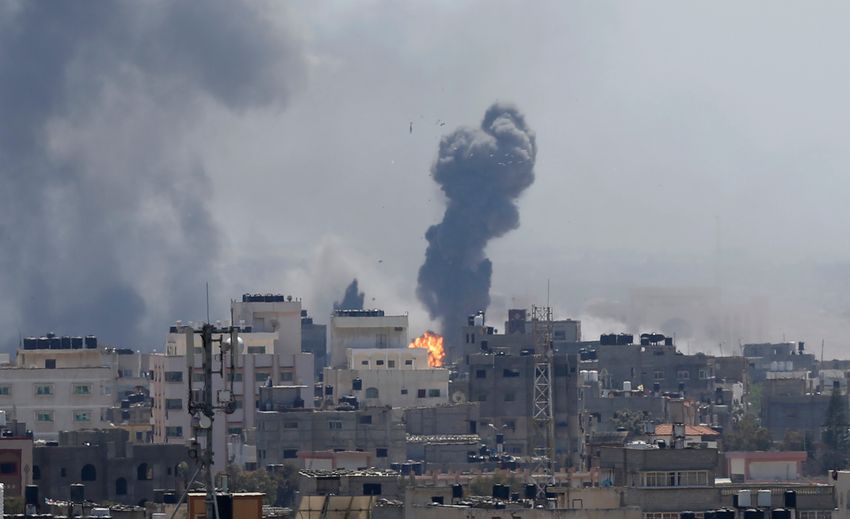 Israeli airstrike hits Gaza City, Saturday, May 4, 2019. Palestinian militants in the Gaza Strip fired at least 90 rockets into southern Israel on Saturday, according to the Israeli military, triggering retaliatory airstrikes and tank fire.