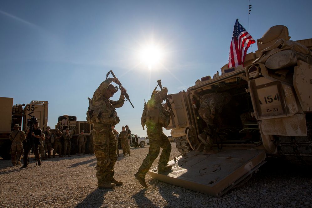 U.S. troops at an undisclosed location in northeastern Syria.