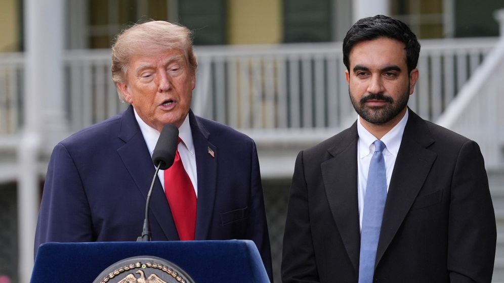 President Donald Trump and New York City Mayor Zohran Mamdani speak to reporters at Gracie Mansion, Monday, Sept. 21, 2026, in New York. 
