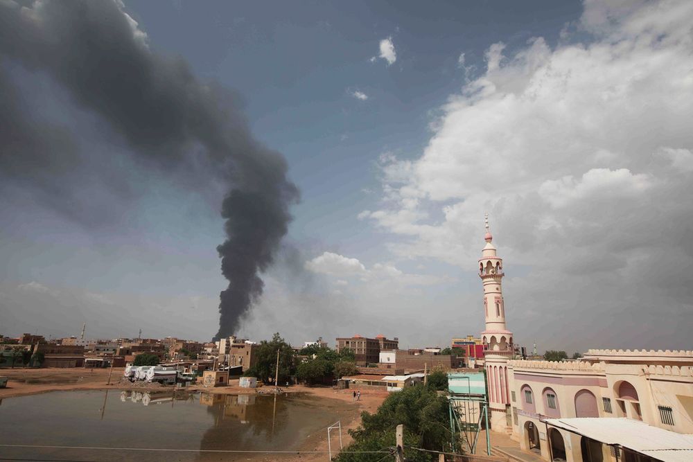 Smoke rises over Khartoum, Sudan.