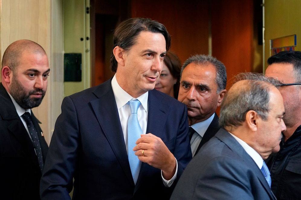 Senior White House adviser Amos Hochstein leaves after his meeting with Parliament Speaker Nabih Berri in Beirut, Lebanon.