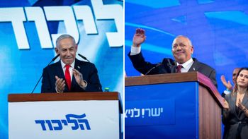 Benjamin Netanyahou et Gadi Eisenkot le 27 octobre après l'annonce des premières estimations 