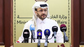 Qatari Foreign Ministry spokesman Majed Al-Ansari at a press conference in Doha, Qatar.
