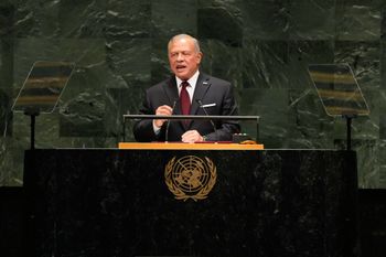 Jordan's King Abdullah II speaks during the 81st session of the United Nations General Assembly at United Nations headquarters, Tuesday, Sept. 22, 2026. 
