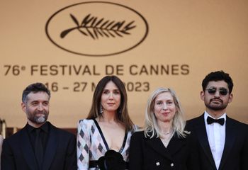 مشلركون الدورة الـ 76 لمهرجان كان السينمائي في مدينة كان بجنوب البلاد. فرنسا في 22 مايو/ايار 2023.