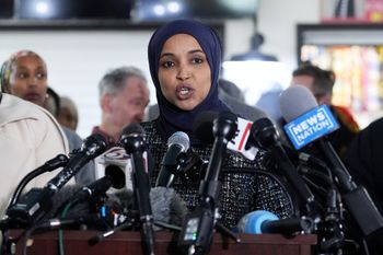 AP Photo/Adam Gray, File FILE - Rep. Ilhan Omar, D-Minn., speaks during a news conference on Jan. 28, 2026, in Minneapolis.