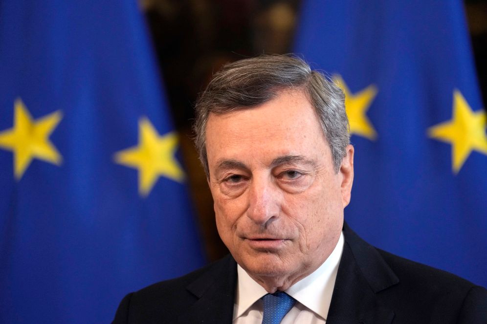 AP Photo/Andrew Medichini, pool Italian Premier Mario Draghi during a press conference at Palazzo Chigi Premier office, in Rome, Italy, October 7, 2021.
