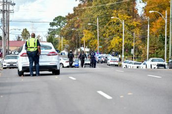 Police block a major road in Memphis, Tennessee, US