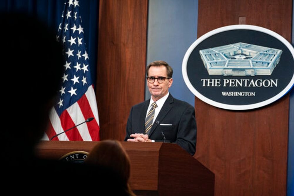 Pentagon spokesman John Kirby speaks during a media briefing at the Pentagon in Washington, DC, in the United States, on October 27, 2021.
