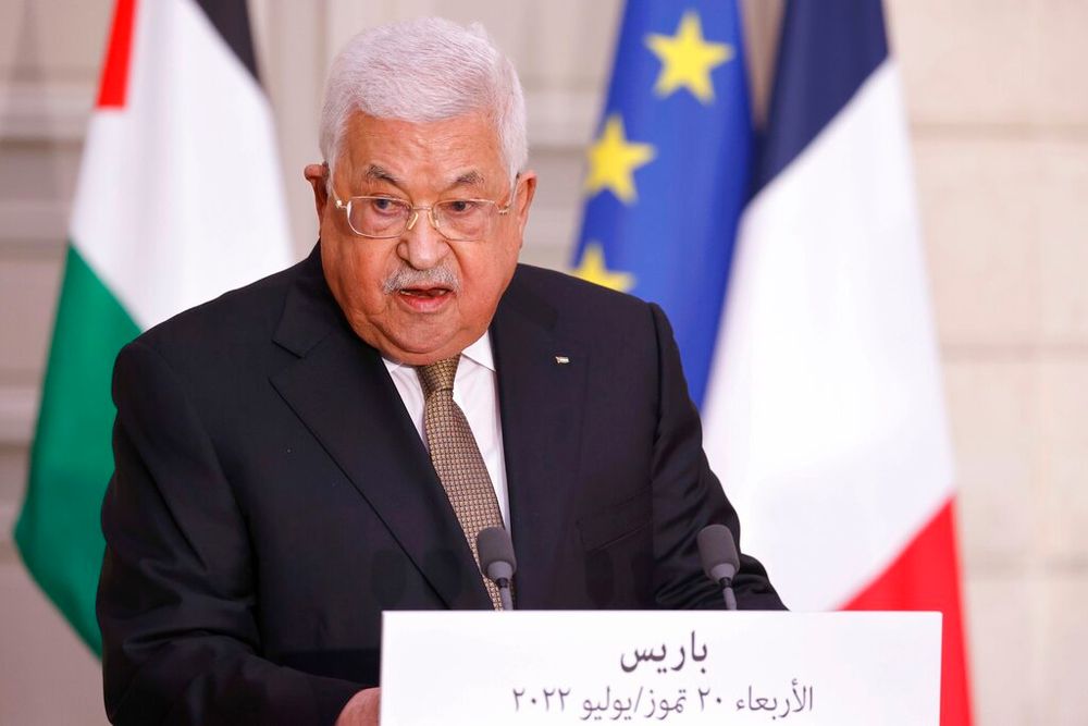 Palestinian Authority President Mahmoud Abbas in Paris, France.