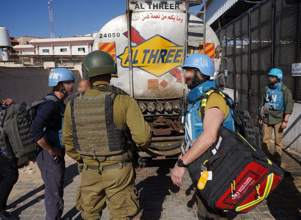 Israel Defense Forces coordinating the delivery of fuel to Al-Nasser hospital in Khan Yunis, Gaza Strip