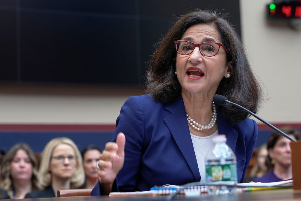 Columbia University President Nemat (Minouche) Shafik testifies before the House Committee on Education and the Workforce hearing on "Columbia in Crisis: Columbia University's Response to Antisemitism" on Capitol Hill in Washington, DC