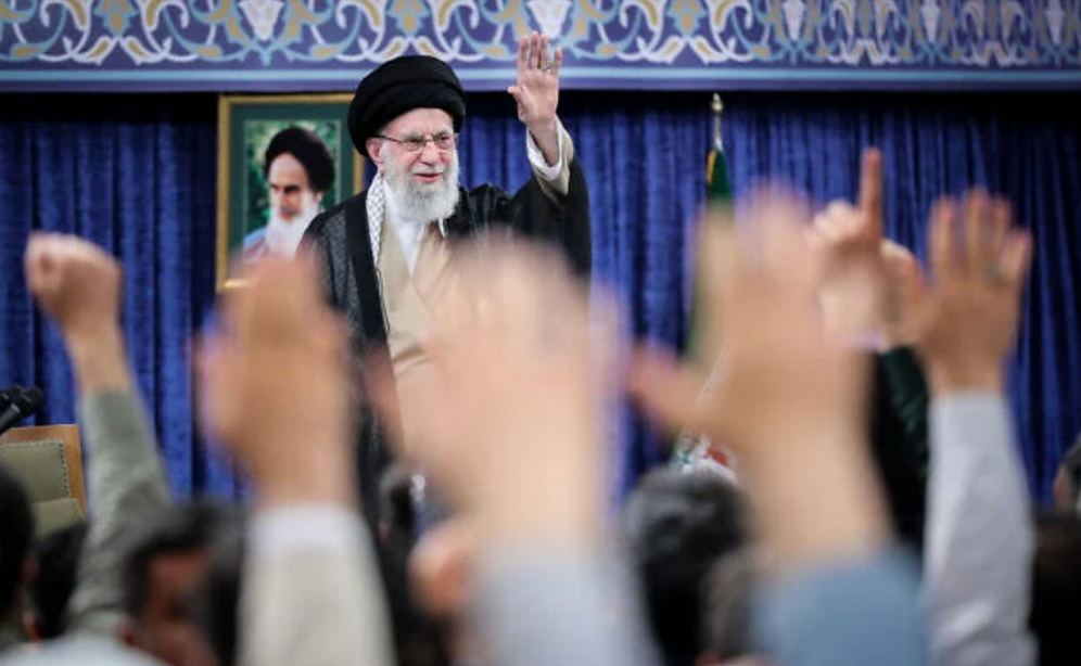 Iran's Supreme Leader, Ayatollah Ali Khamenei, addresses members of the Hajj pilgrimage committee in Tehran, May 4, 2025.