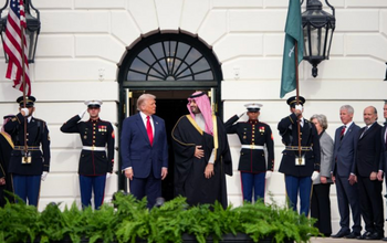 Le président américain Donald Trump reçoia le prince héritier et Premier ministre Mohammed ben Salmane à la Maison Blanche, le 18 novembre 2025, à Washington.