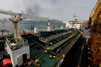 FILE - Iranian oil tanker Fortune is anchored at the dock of the El Palito refinery near Puerto Cabello, Venezuela, May 25, 2020