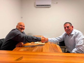 Ra'am chairman Mansour Abbas and Yoav Segalovitz meet to promote joint election bid, August 26, 2026.