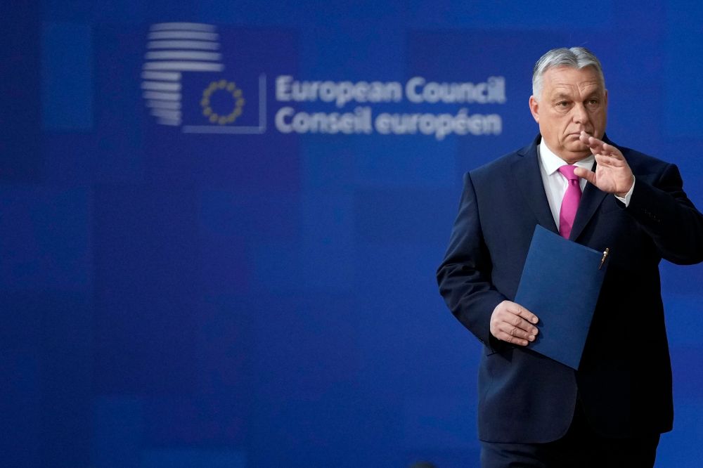 Hungary's Prime Minister Viktor Orban arrives for an EU summit at the European Council building in Brussels, Thursday, Dec. 14, 2023.