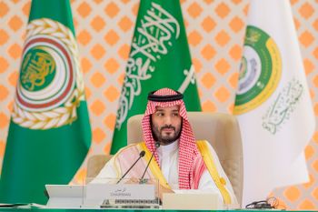 In this photo provided by Saudi Press Agency, SPA, Saudi Crown Prince Mohammed bin Salman chairs the Arab summit in Jeddah, Saudi Arabia.